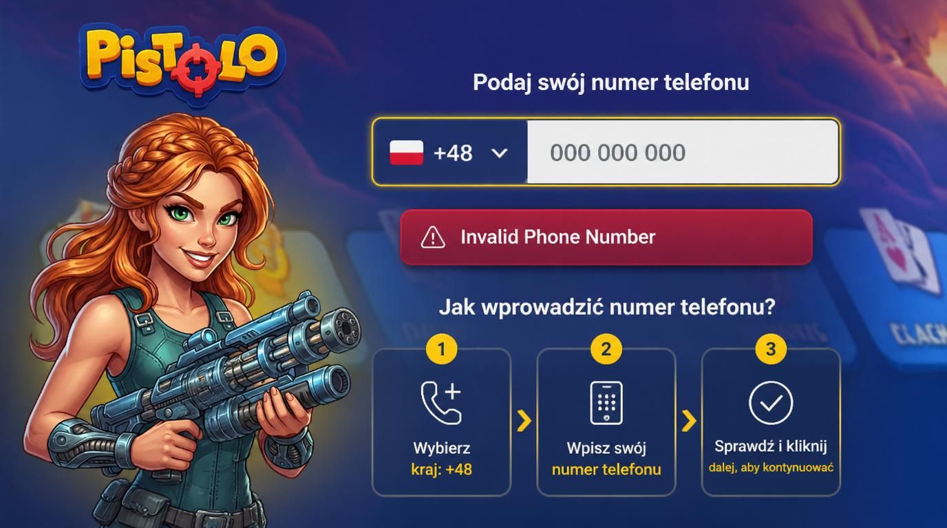 Pole telefonu +48, ostrzeżenie błędu i wskazówki formatowania numeru.